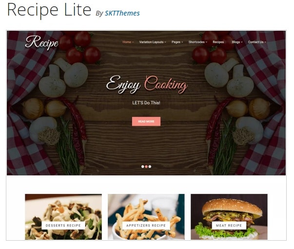 Recipe Lite - это тема WordPress