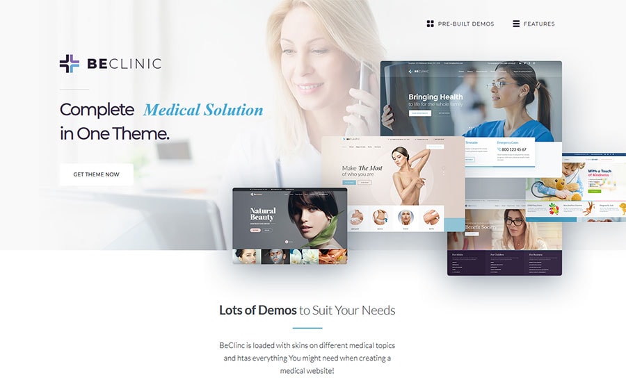 BeClinic - многоцелевой WordPress шаблон сайта медицинского центра