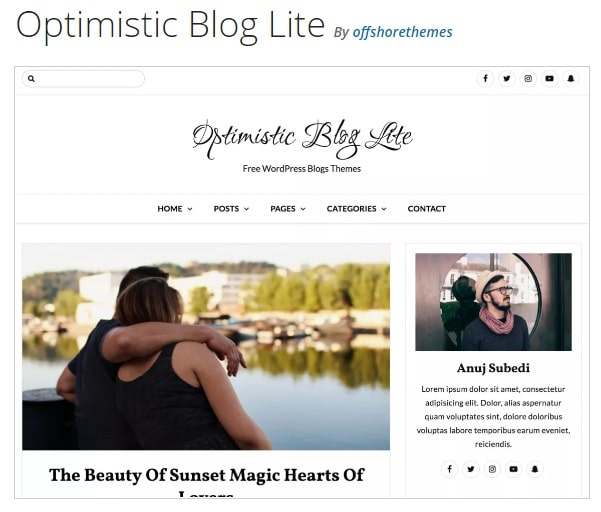 Optimistic Blog Lite тема вордпресс