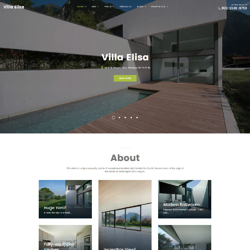 Villa Elisa - адаптивный WordPress сайт для сайта недвижимости