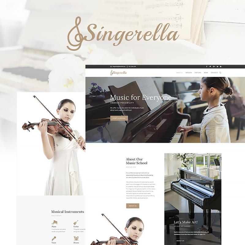 Singerella - WordPress шаблон сайта музыкальной школы