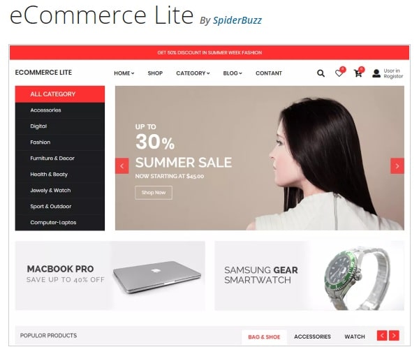 вордпресс тема E-commerce Lite