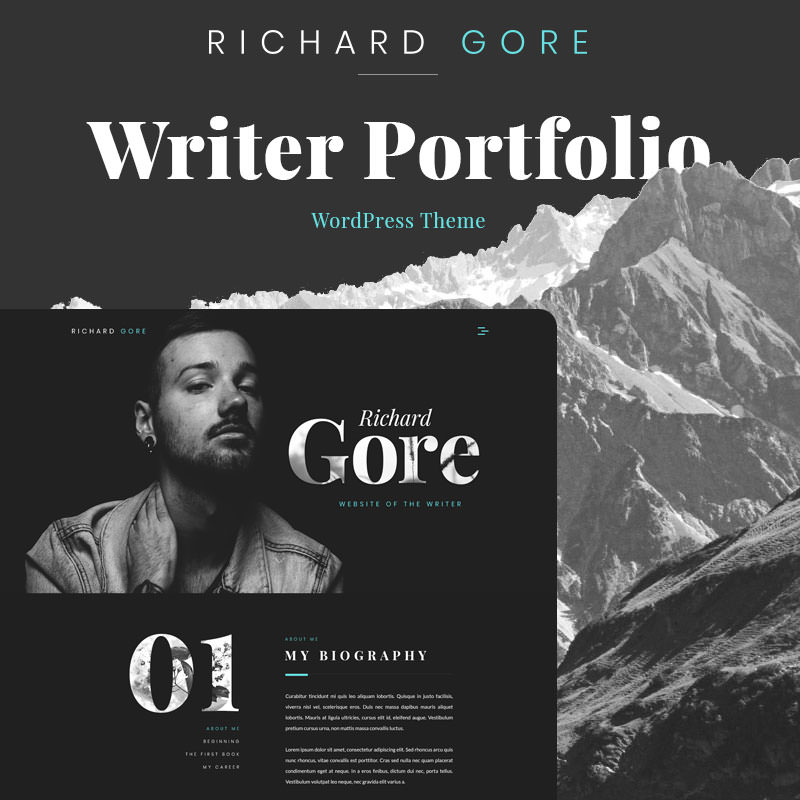 Richard Gore - Elementor WordPress шаблон портфолио писателя