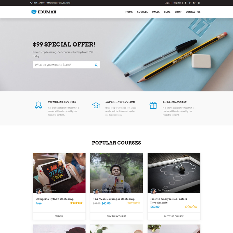 WordPress шаблон Edumax - Education Univeristy & Online Courses