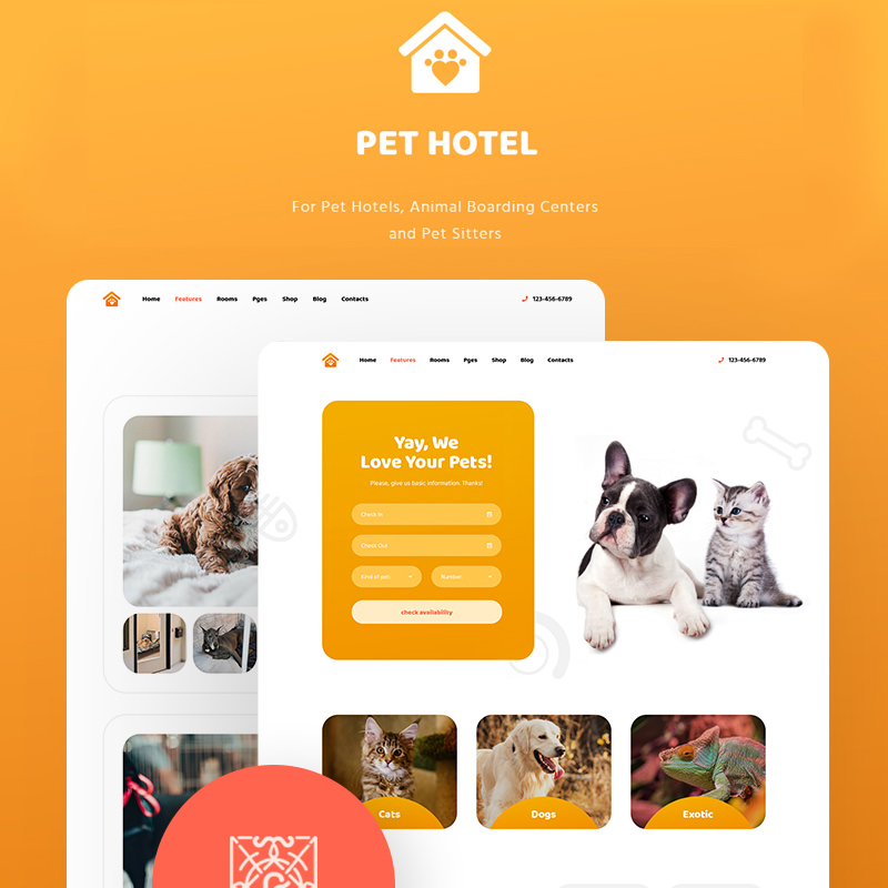 WordPress шаблон PetHotel - Pet Hotels, Animal Boarding and Pet Sitters