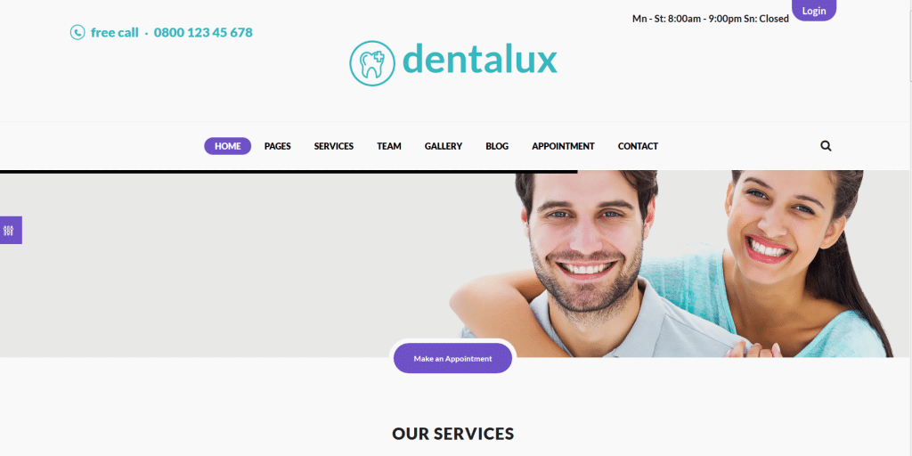 Dentalux шаблон для стоматологов на вордпресс