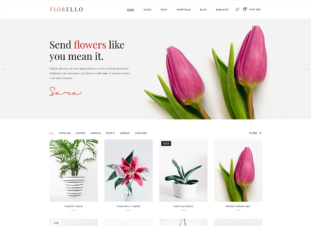 Шаблоны вордпресс для цветочных вебсайтов.