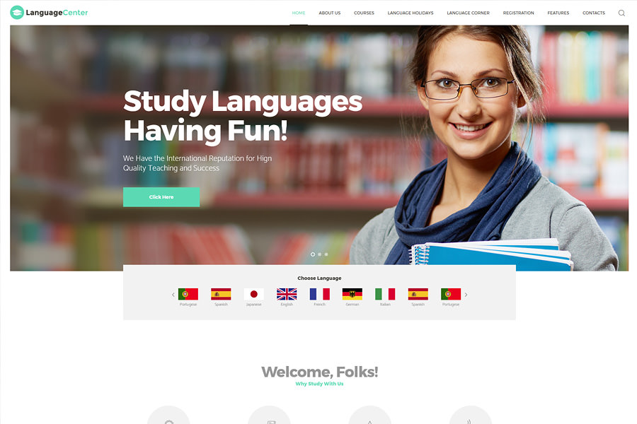 Language Center & Online School WordPress Theme