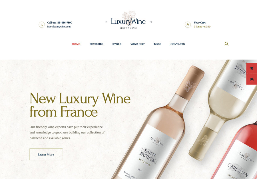 Luxury Wine | Liquor Store & Vineyard WordPress Theme + Shop