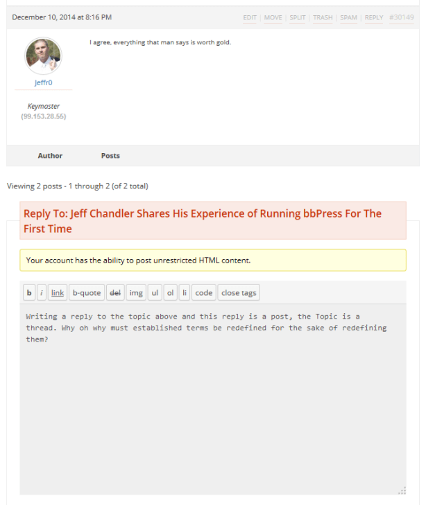 Replying to a Topic on The Frontend of bbPress