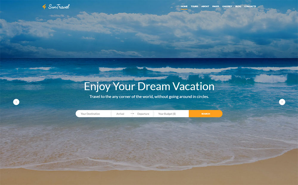 Sun Travel - веб-сайт туристического агентства