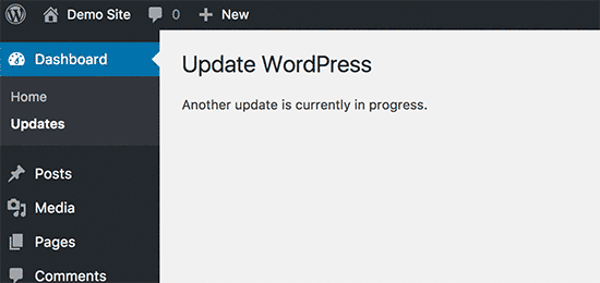 Как устранить ошибку "Another Update Is Currently In Progress" в WordPress
