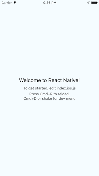 React Native iOS welcome screen