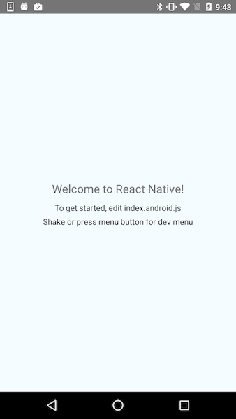 React Native Android welcome screen