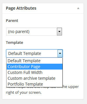Available templates under Page Attributes.