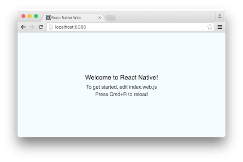 React Native web welcome screen
