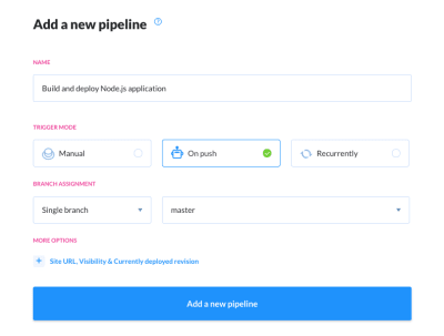 Tutorial step 2: Creating a new pipeline