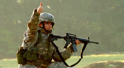 Soldier Giving a Thumbs Up