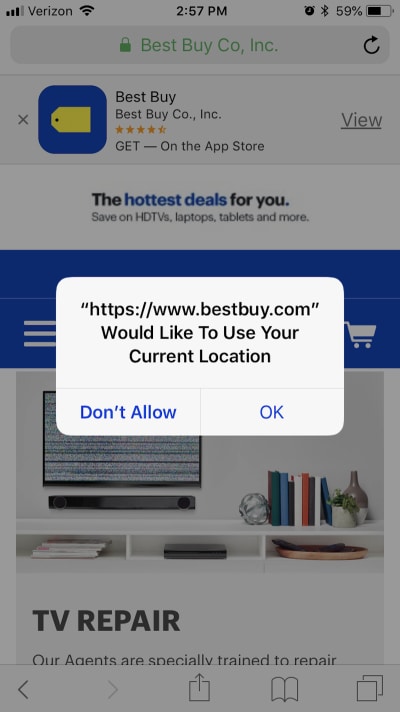 Best Buy asks for geo access