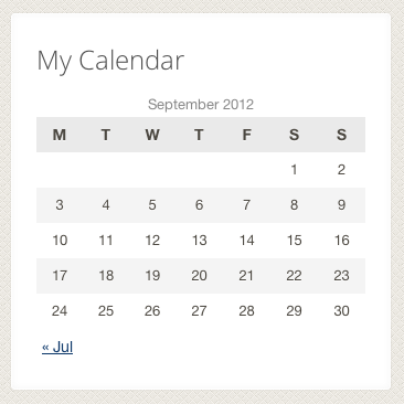 After applying some CSS, the calendar widget can be added anywhere.
