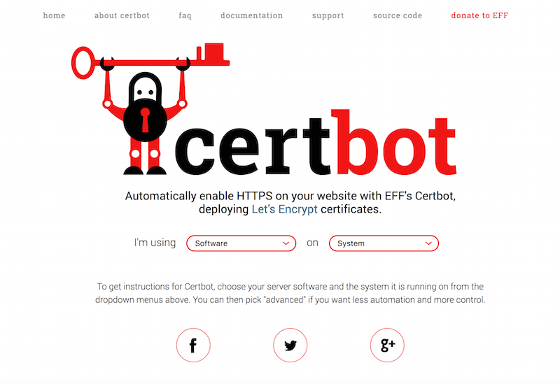 Let's Encrypt Certbot home page