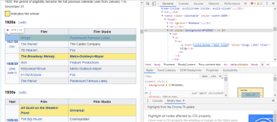 Using Chrome DevTools to inspect HTML and CSS