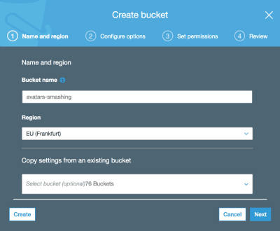 Create a bucket screen