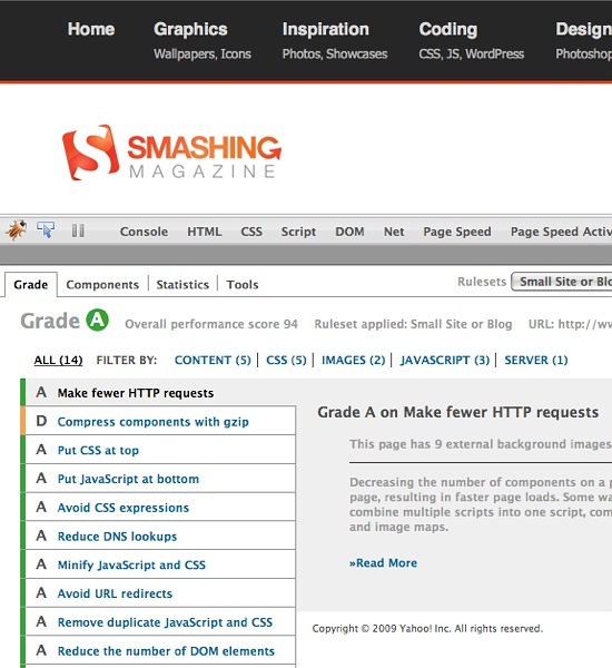 YSlow Smashing mag overall grade.