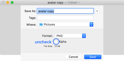 Uncheck the ‘Alpha’ checkbox when saving an image to discard the alpha channel.