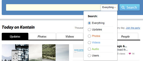 kontain.com filtered search