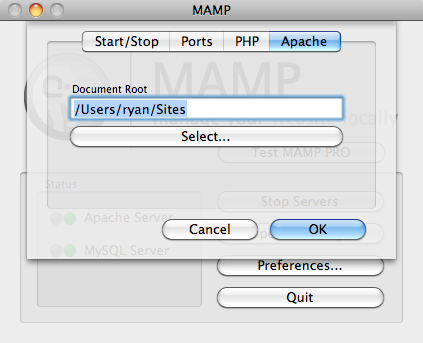 MAMP Apache setup