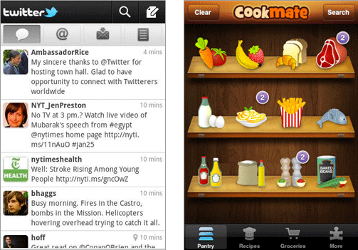 Twitter and Cookmate app