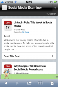 The Social Media Examiner mobile site - minimal styling