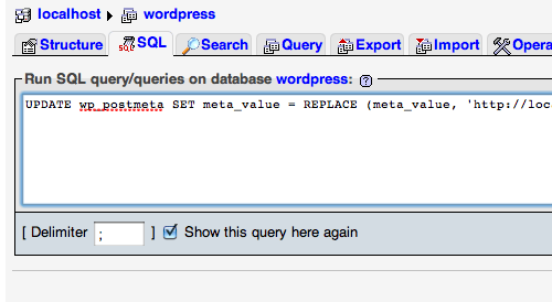SQL Query Screen