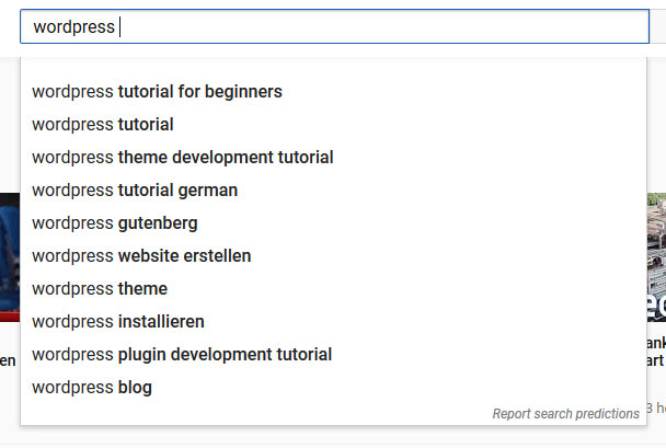use youtube search suggestions to find blog post topics