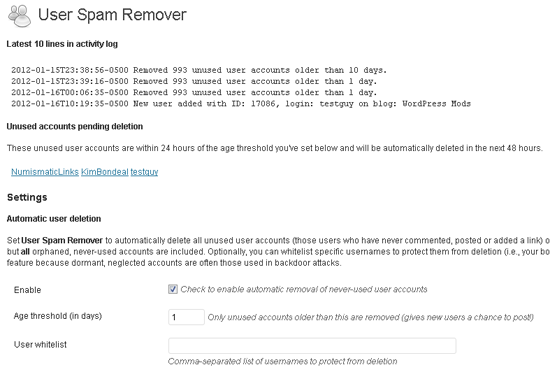 User Spam Remover