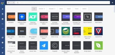 A screenshot og Visual Composer Hub: a cloud which stores all the elements available to the users.