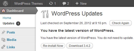 WordPress’s one-click updates mean there is no excuse to be running an out-of-date version!