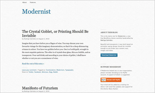 Modernist: Free WordPress Theme with Focus on Typography