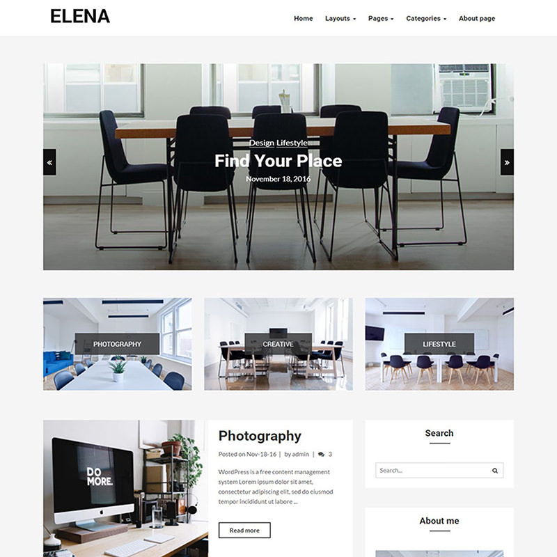 WordPress шаблон Elena - Responsive Blog