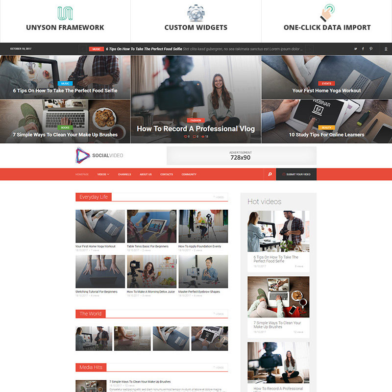 WordPress шаблон SocialVideo - Viral Youtube And Vimeo Video Magazine