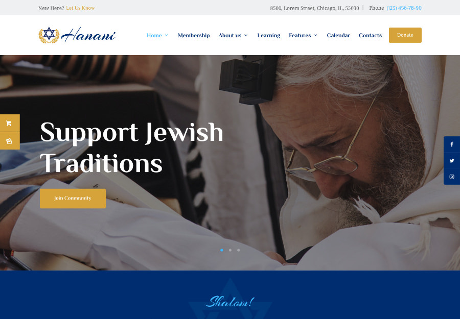 Hanani | Jewish Community & Synagogue WordPress Theme