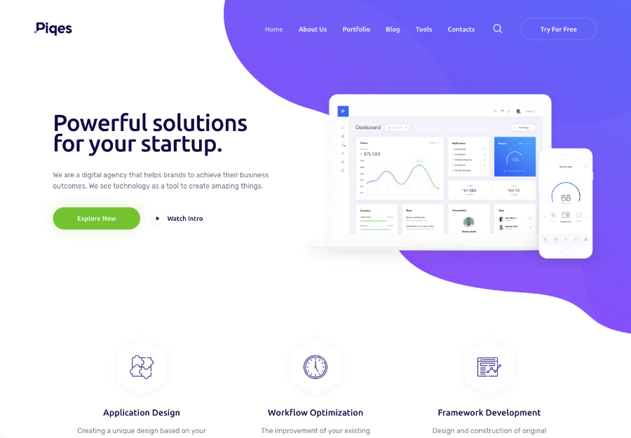 Piqes | Creative Startup & Agency WordPress Theme