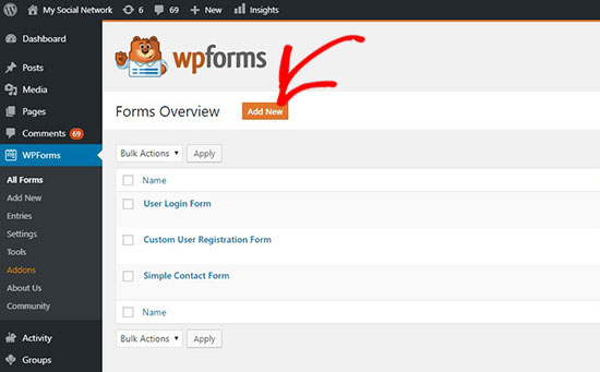 форма загрузки Dropbox в WordPress