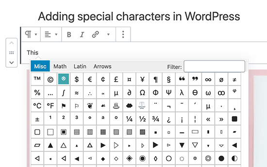 Как добавить специальные символы в записи WordPress
