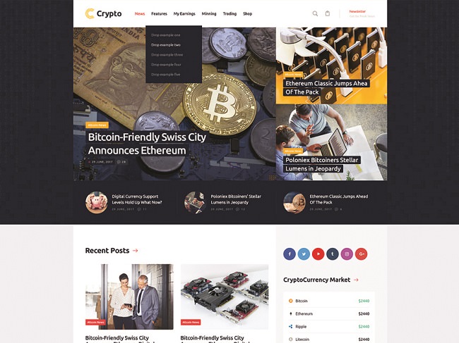 Crypton | мультицелевой шаблон WordPress для криптовалютного сайта и финансового консультанта