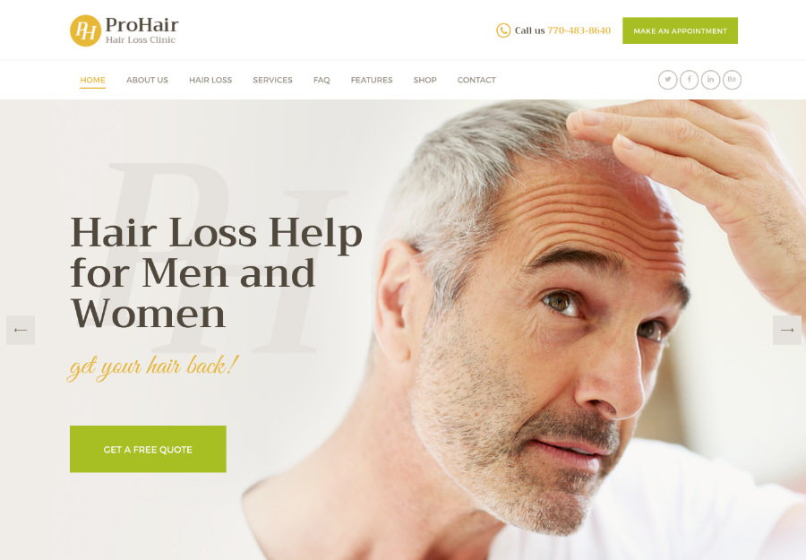 ProHair | Hair Loss Clinic & Cosmetology WordPress Theme