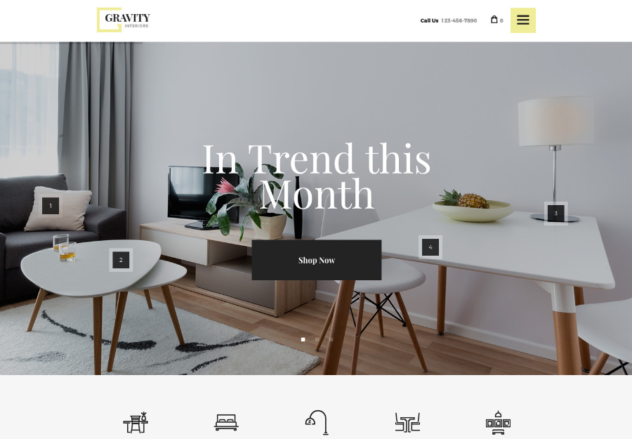 Gravity | A Contemporary Interior Design & Furniture Store WordPress Theme