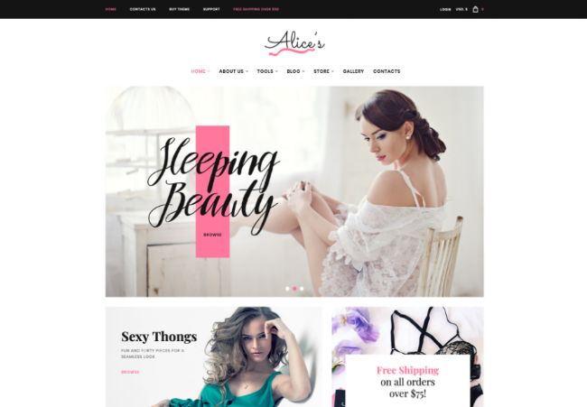 Alice's | Lingerie Store and Fashion Boutique WordPress Theme