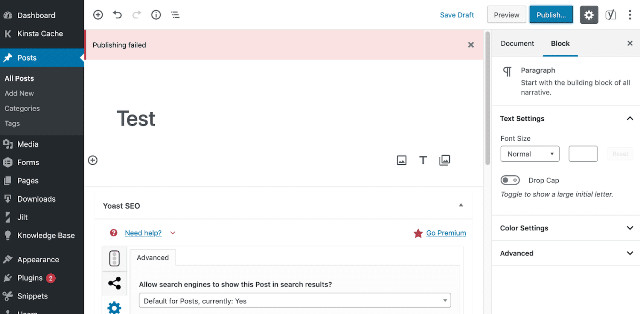Как исправить ошибку обновления или публикации в WordPress